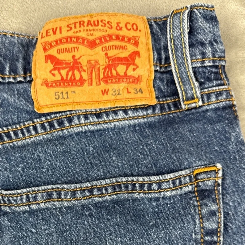 Levis 511 Slim Fit Mens Jeans 31x34 Medium Wash Blue Denim Pants 04511-1507
